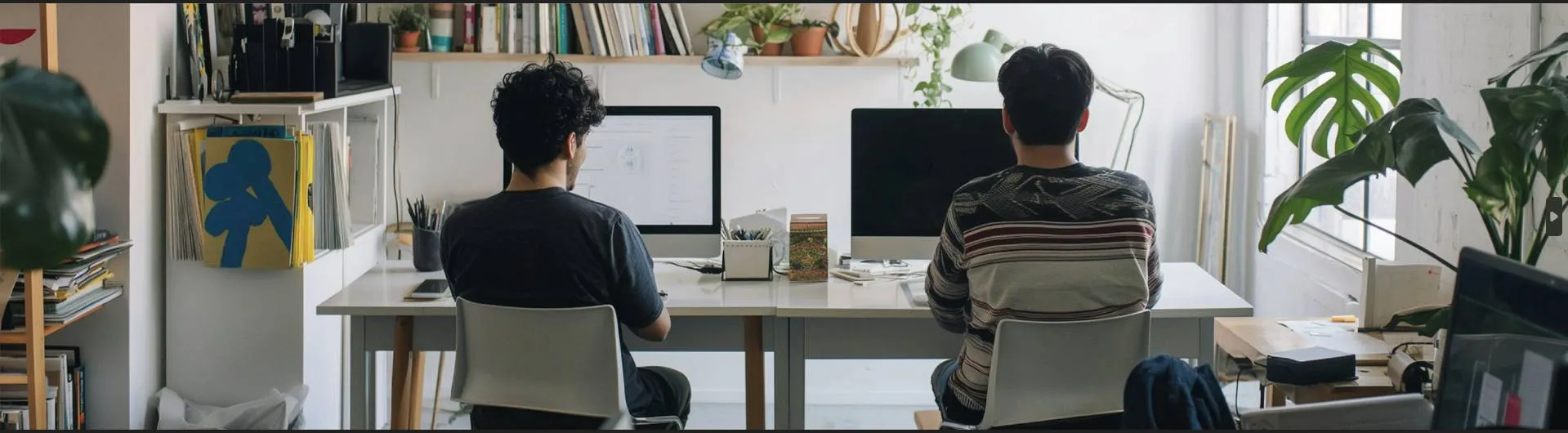 Dos personas trabajando en la computadora