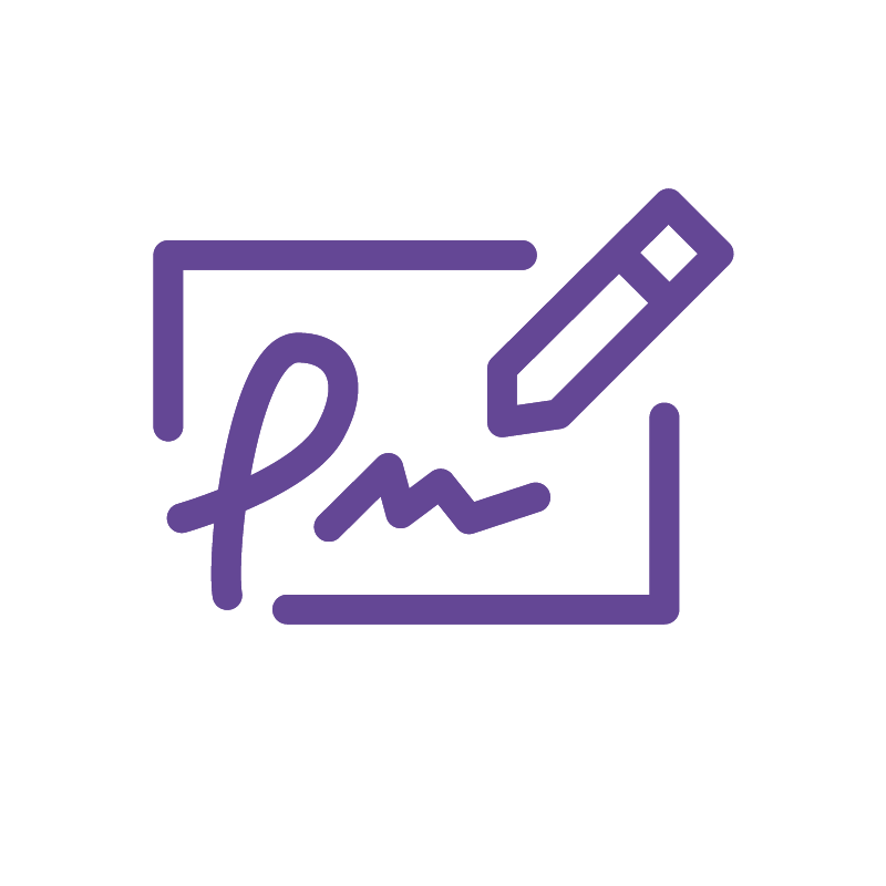 Icono de una tarjeta y firma con lápiz